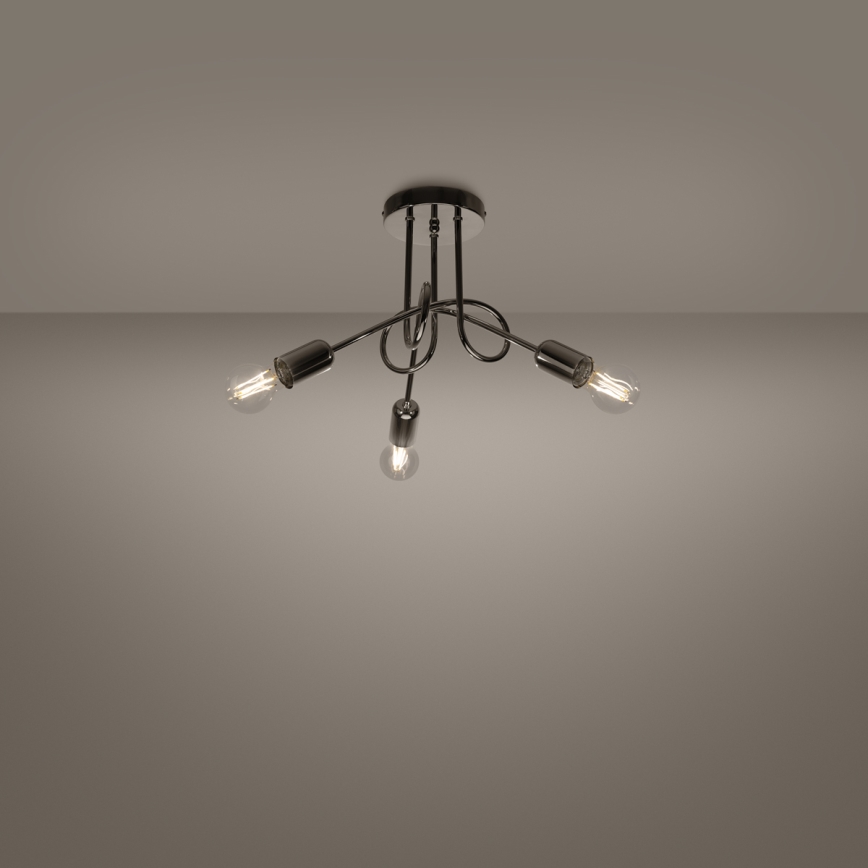 Loftlampe LOOP 3xE27/15W/230V skinnende krom