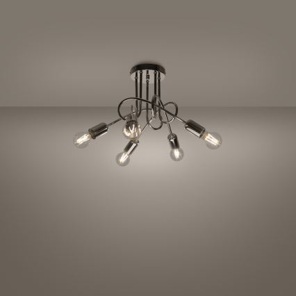 Loftlampe LOOP 5xE27/15W/230V skinnende krom