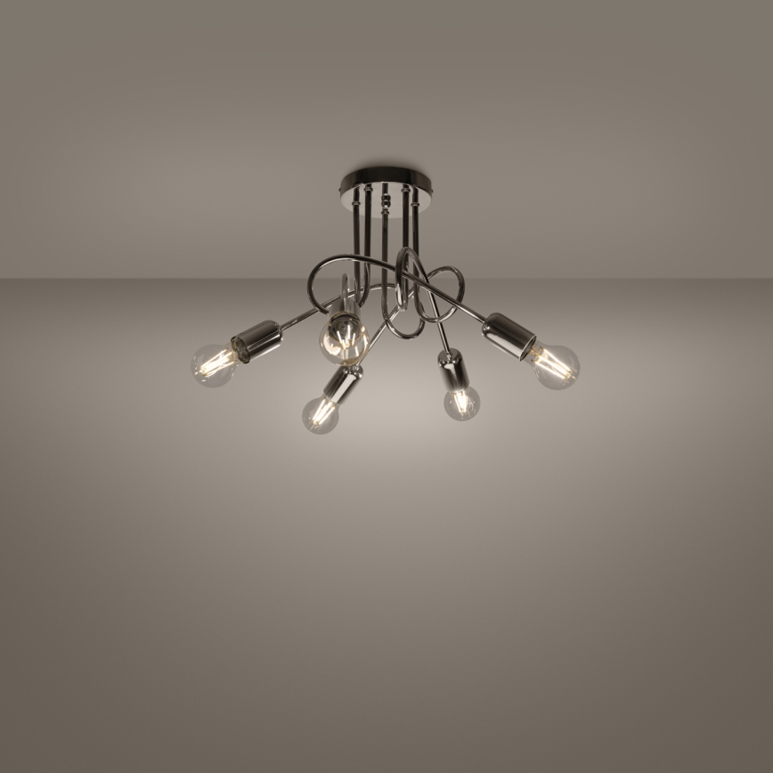 Loftlampe LOOP 5xE27/15W/230V skinnende krom