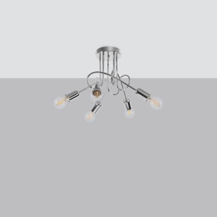 Loftlampe LOOP 5xE27/15W/230V skinnende krom