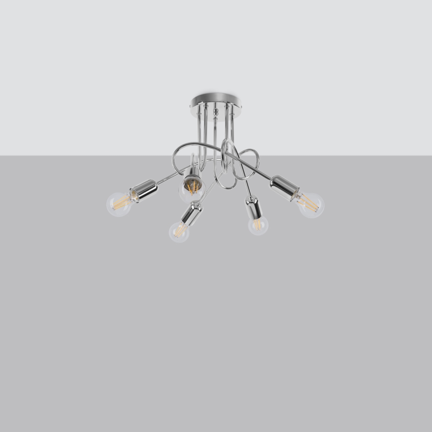 Loftlampe LOOP 5xE27/15W/230V skinnende krom