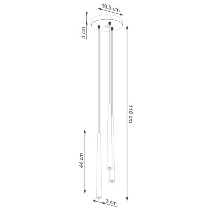 Pendel BLISS 3xG9/8W/230V sort