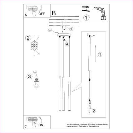 Pendel BLISS 3xG9/8W/230V sort