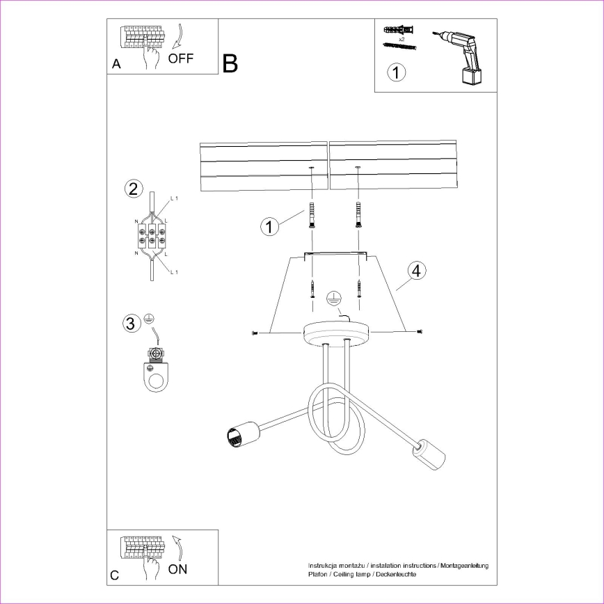 Loftlampe LOOP 2xE27/15W/230V hvid