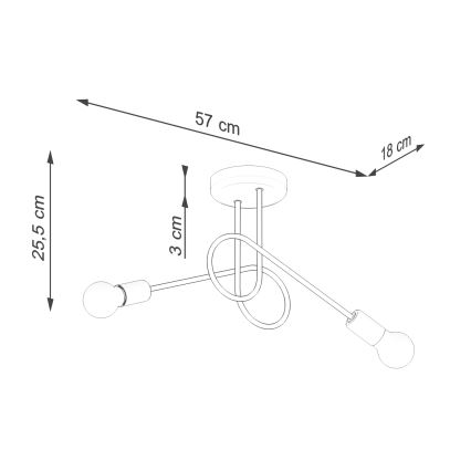 Loftlampe LOOP 2xE27/15W/230V sort