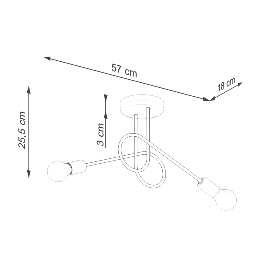 Loftlampe LOOP 2xE27/15W/230V sort