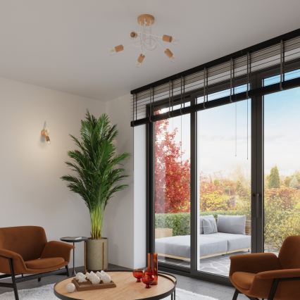 Væglampe EMBER 1xE27/15W/230V hvid/beige/bøg