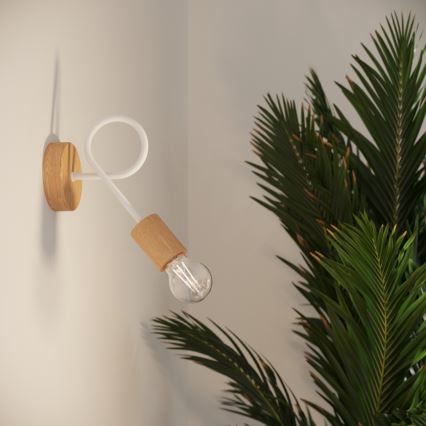 Væglampe EMBER 1xE27/15W/230V hvid/beige/bøg