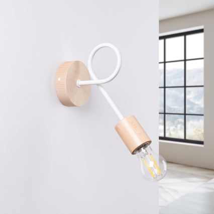 Væglampe EMBER 1xE27/15W/230V hvid/beige/bøg