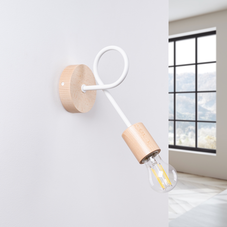 Væglampe EMBER 1xE27/15W/230V hvid/beige/bøg