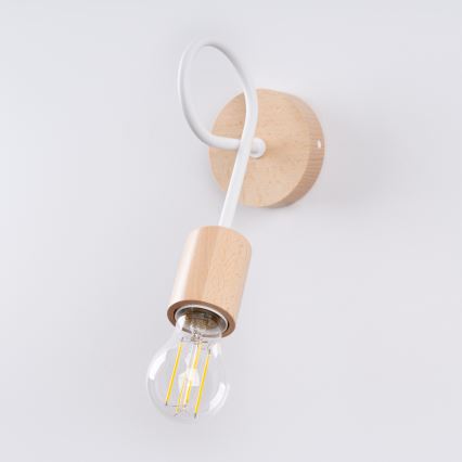Væglampe EMBER 1xE27/15W/230V hvid/beige/bøg