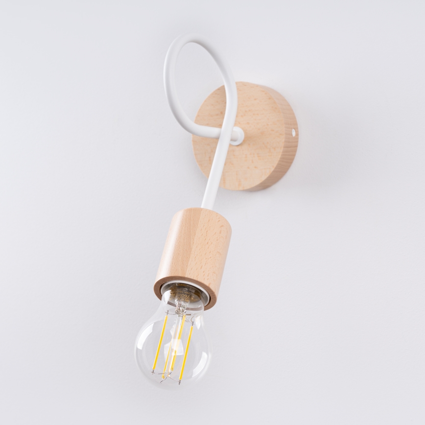 Væglampe EMBER 1xE27/15W/230V hvid/beige/bøg