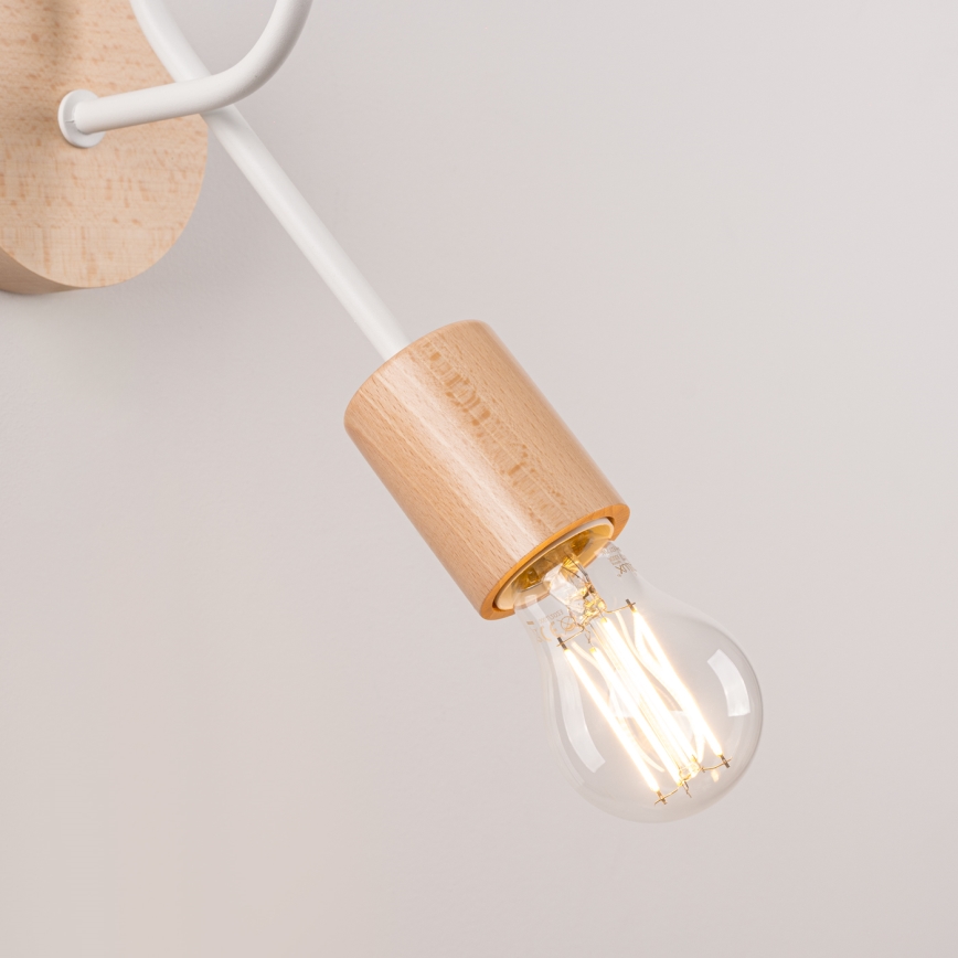 Væglampe EMBER 1xE27/15W/230V hvid/beige/bøg