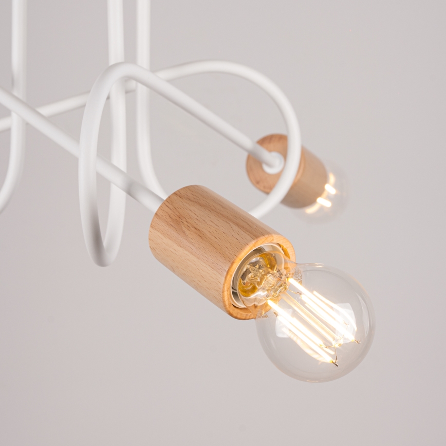 Loftlampe EMBER 3xE27/15W/230V hvid/beige/bøg