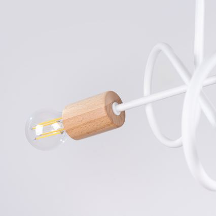 Loftlampe EMBER 3xE27/15W/230V hvid/beige/bøg