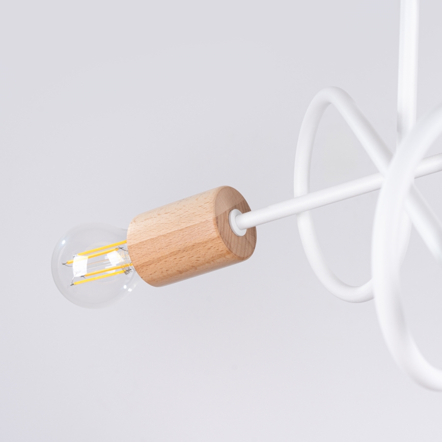 Loftlampe EMBER 3xE27/15W/230V hvid/beige/bøg