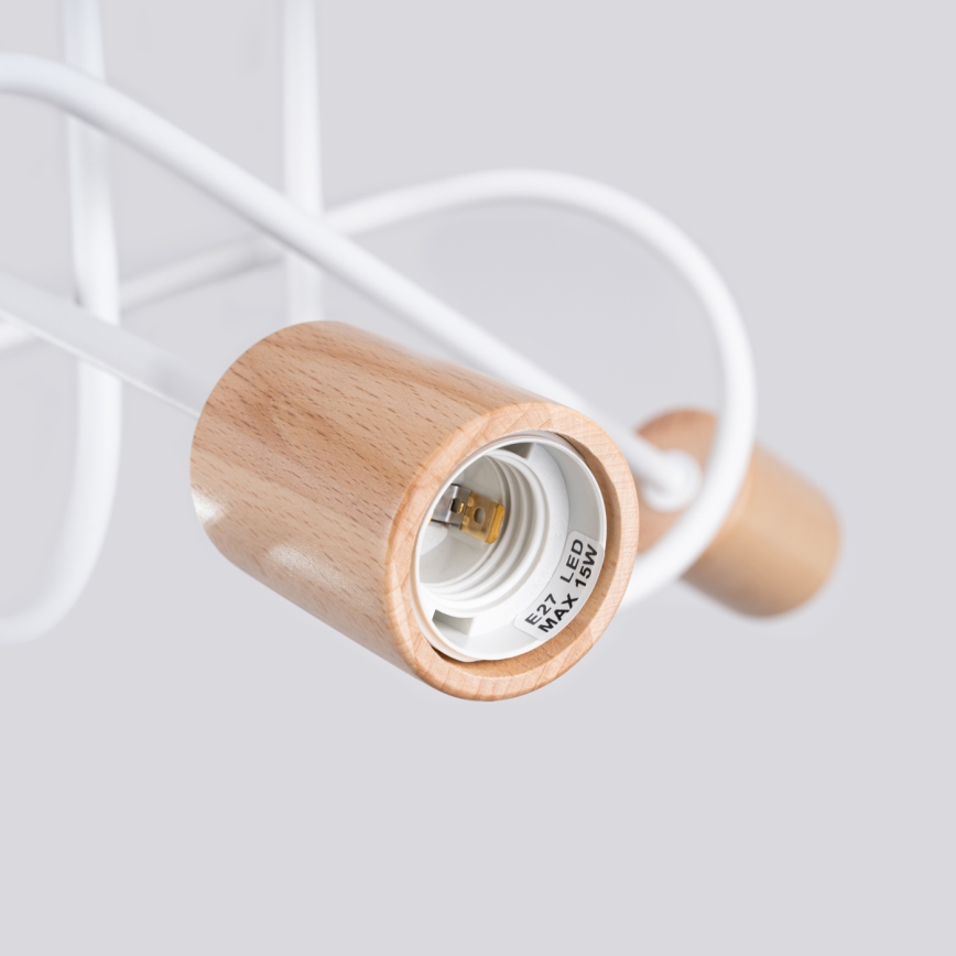 Loftlampe EMBER 3xE27/15W/230V hvid/beige/bøg