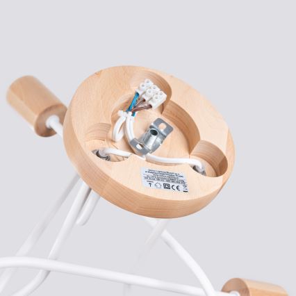 Loftlampe EMBER 3xE27/15W/230V hvid/beige/bøg