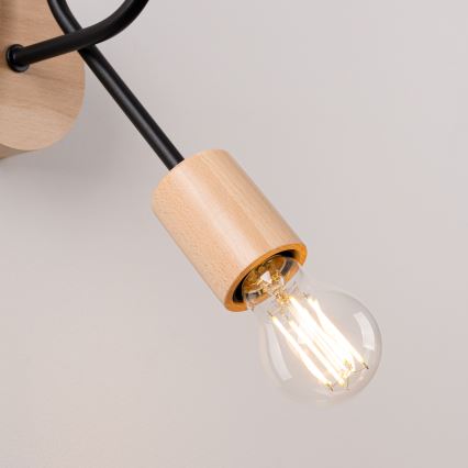 Væglampe EMBER 1xE27/15W/230V sort/beige/bøg