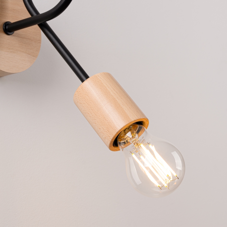 Væglampe EMBER 1xE27/15W/230V sort/beige/bøg