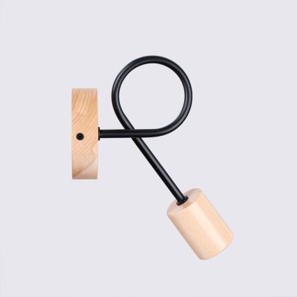 Væglampe EMBER 1xE27/15W/230V sort/beige/bøg
