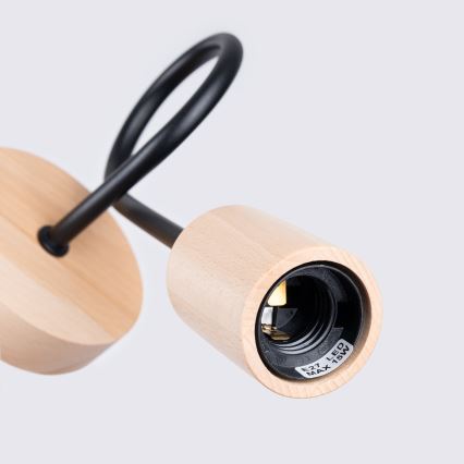 Væglampe EMBER 1xE27/15W/230V sort/beige/bøg