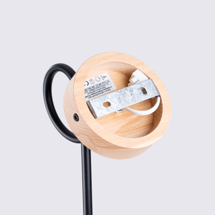Væglampe EMBER 1xE27/15W/230V sort/beige/bøg