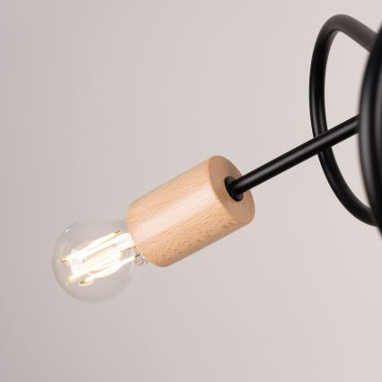 Loftlampe EMBER 3xE27/15W/230V sort/beige/bøg