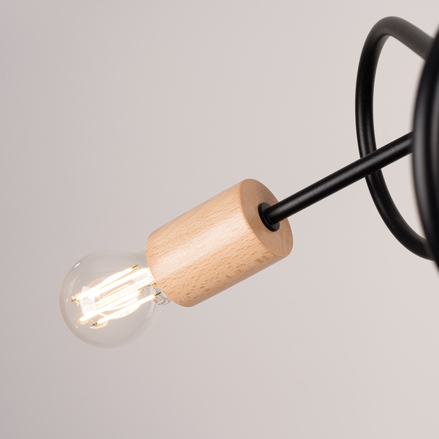 Loftlampe EMBER 3xE27/15W/230V sort/beige/bøg