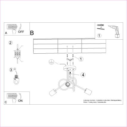 Loftlampe EMBER 3xE27/15W/230V sort/beige/bøg