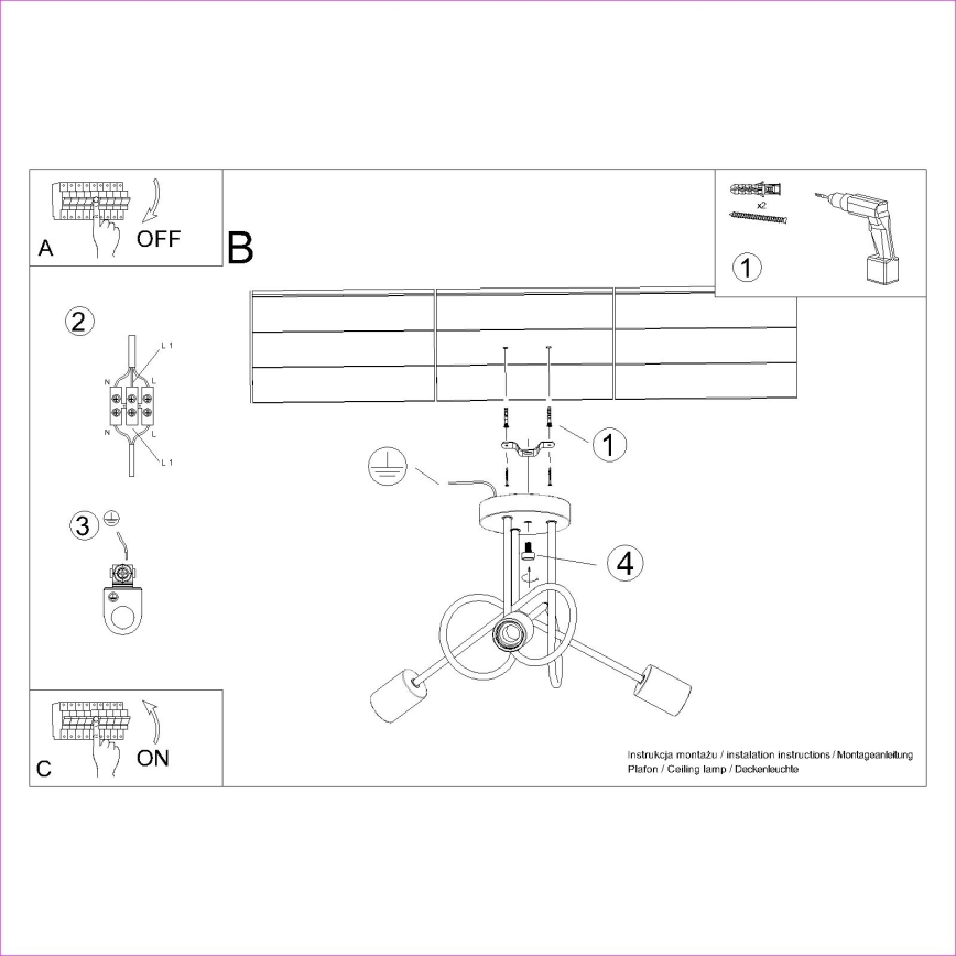 Loftlampe EMBER 3xE27/15W/230V sort/beige/bøg