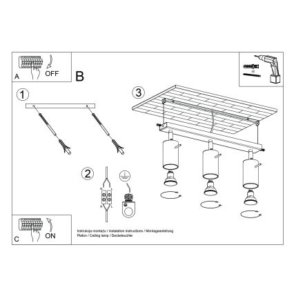 Spotlampe RING 3xGU10/10W/230V rød