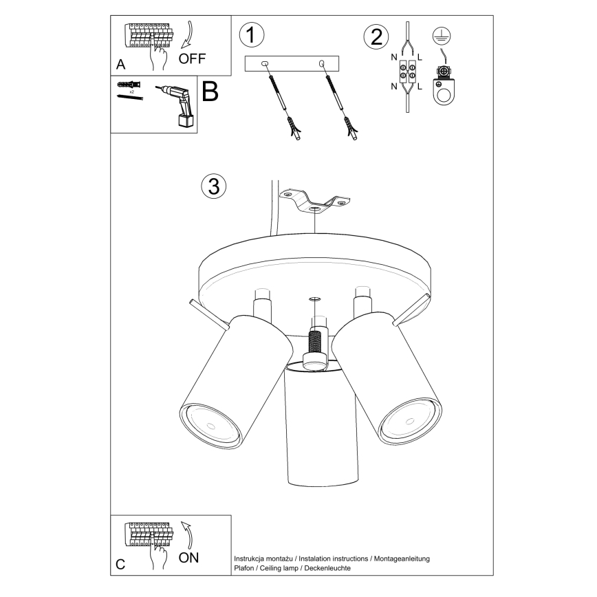 Spotlampe RING 3xGU10/10W/230V rød