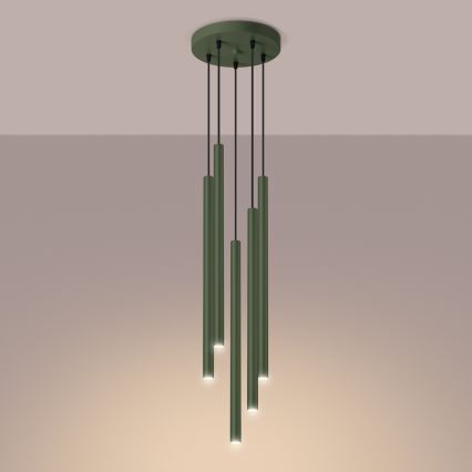 Pendel PASTELO 5xG9/8W/230V grøn