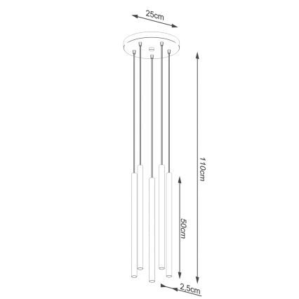 Pendel PASTELO 5xG9/8W/230V rød