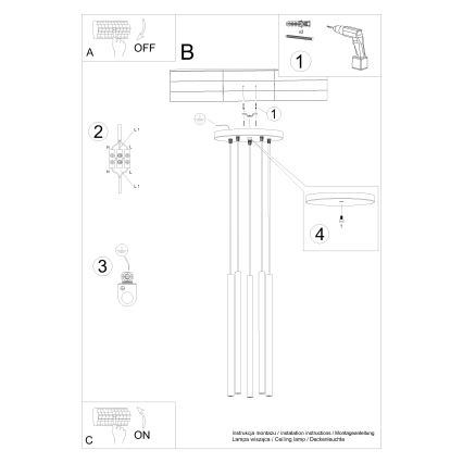 Pendel PASTELO 5xG9/8W/230V rød