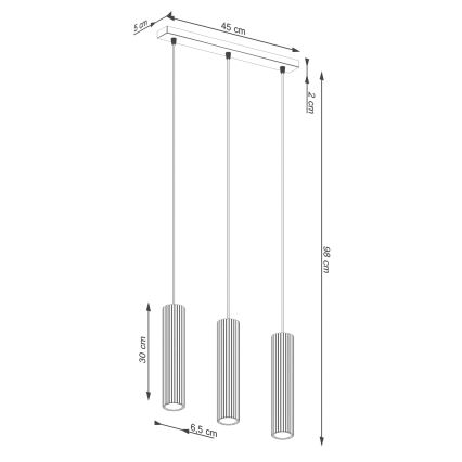 Pendel KARBON 3xGU10/10W/230V hvid