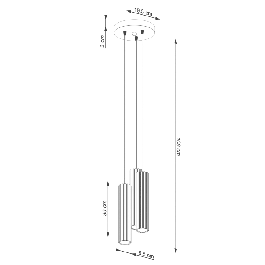 Pendel KARBON 3xGU10/10W/230V guldfarvet