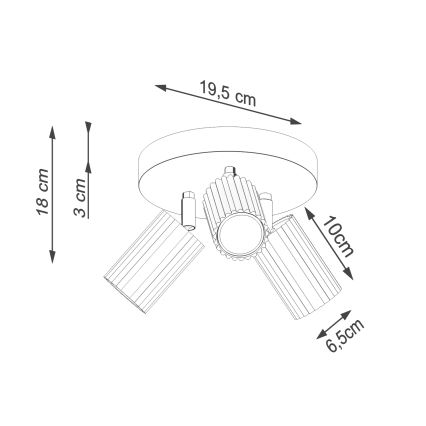 Spotlampe KARBON 3xGU10/10W/230V guldfarvet