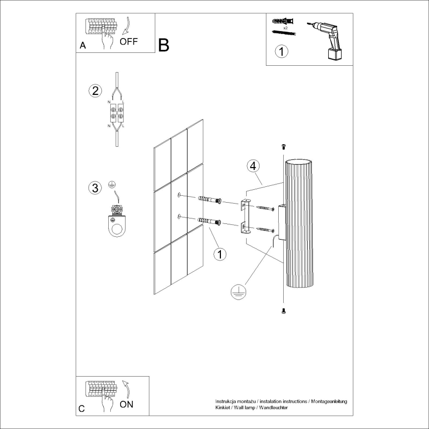Væglampe KARBON 2xGU10/10W/230V sort