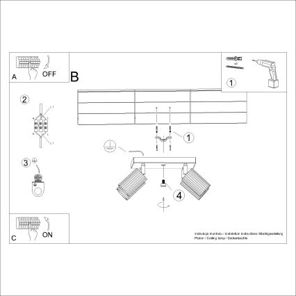 Spotlampe KARBON 4xGU10/10W/230V sort