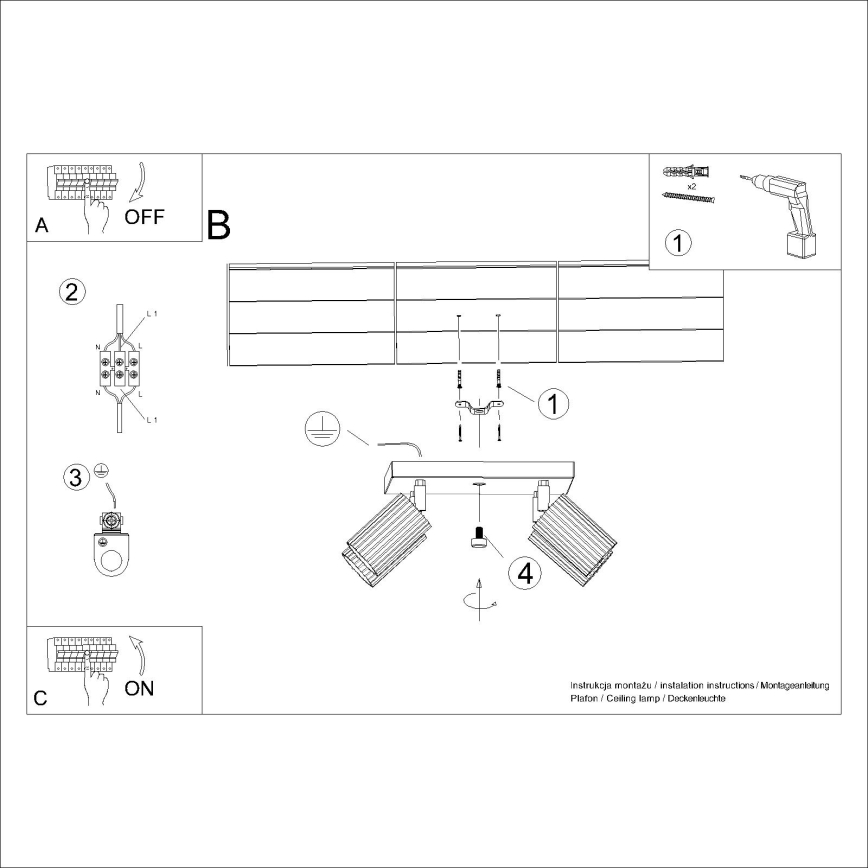 Spotlampe KARBON 4xGU10/10W/230V sort