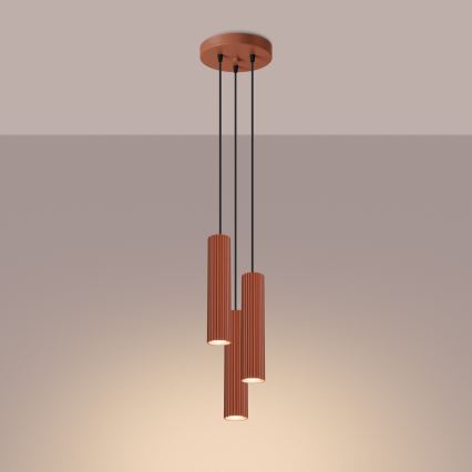 Pendel KARBON 3xGU10/10W/230V rød