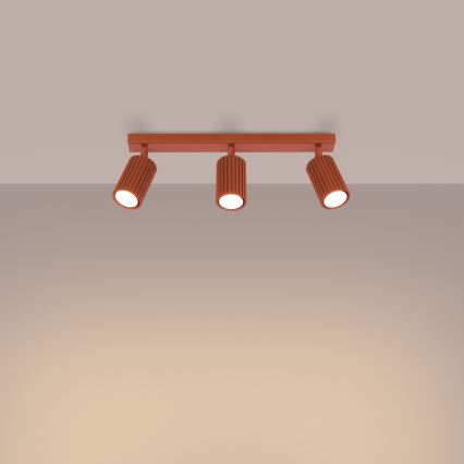 Spotlampe KARBON 3xGU10/10W/230V rød