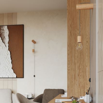 Væglampe NIMBI 1xE27/15W/230V bøg