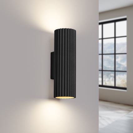 Væglampe KARBON 2xGU10/10W/230V sort