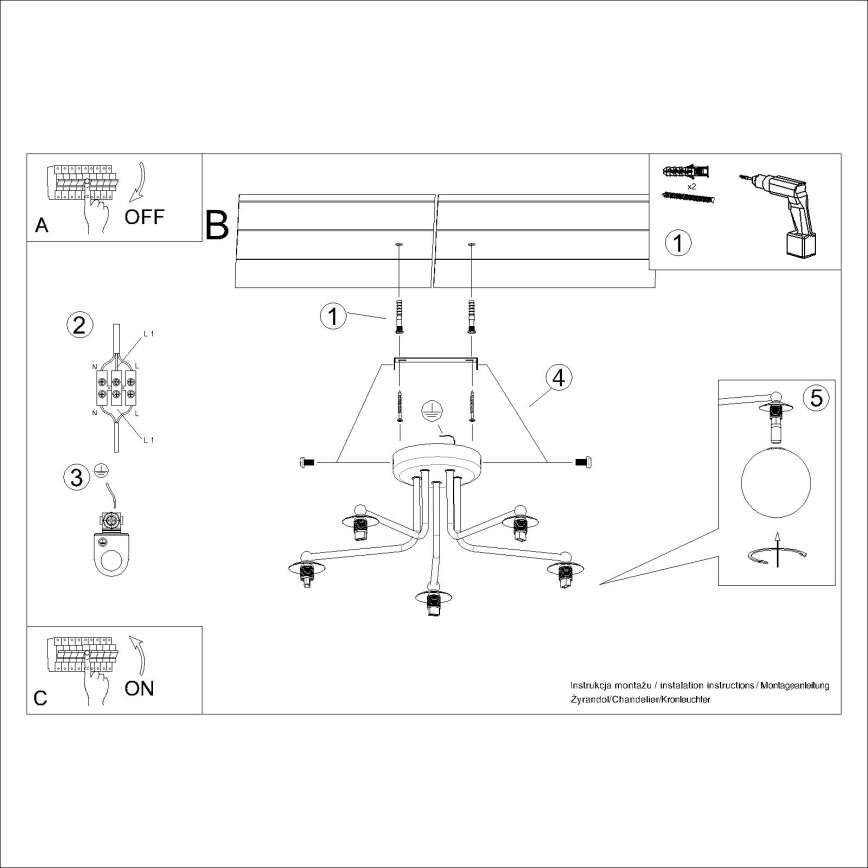 Pendellampe ASTRAL 5xG9/8W/230V hvid