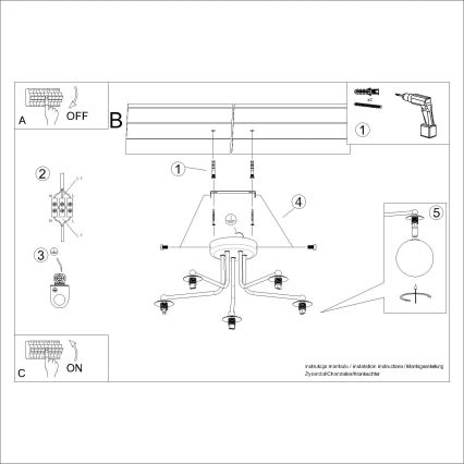 Pendellampe ASTRAL 5xG9/8W/230V sort
