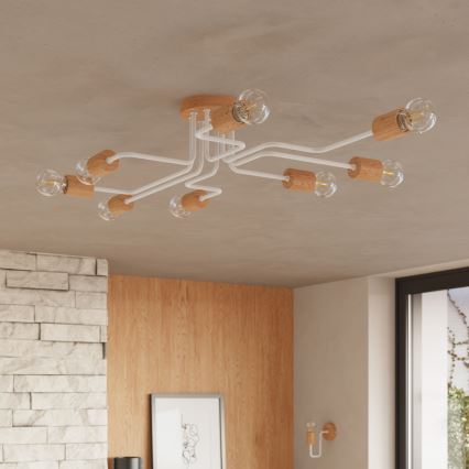 Væglampe TIMBO 1xE27/15W/230V hvid/beige/bøg