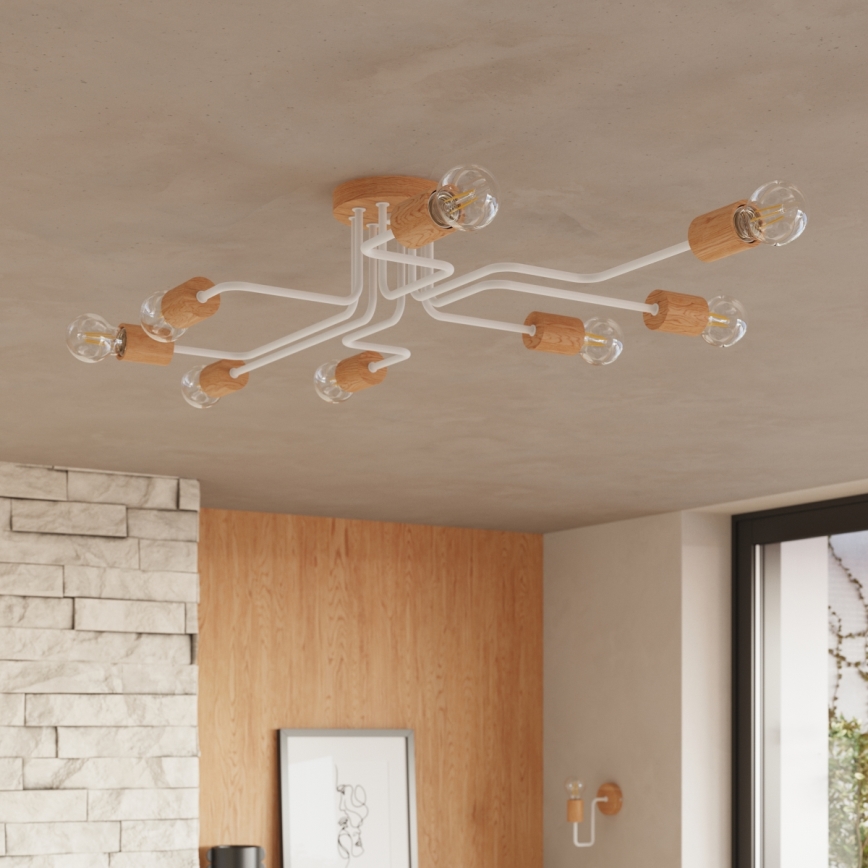 Væglampe TIMBO 1xE27/15W/230V hvid/beige/bøg